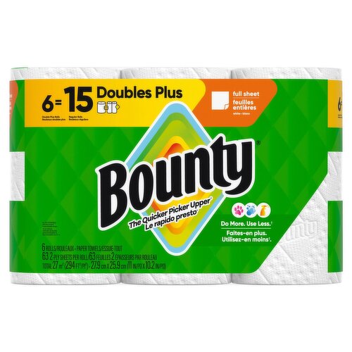 Bounty Doubles Plus Paper Towels Rolls, 6 count