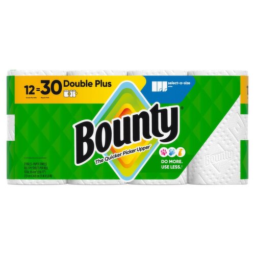 Bounty Double Plus Paper Towel Rolls, 12 count