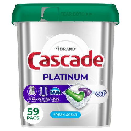 Cascade Platinum Fresh Scent Oxi Dishwasher Detergent, 59 count, 32.6 oz