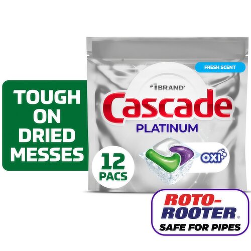 Cascade Platinum Fresh Scent ActionPacs Dishwasher Detergent, 12 count, 6.6 oz
