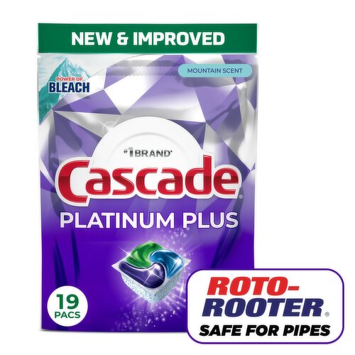 Cascade Platinum Plus Dishwasher Pods, Dishwasher Detergent, Dish Detergent Soap, Mountain, 19 Coun