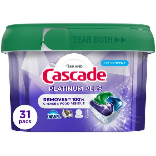 Cascade Platinum Plus Action Pacs, Dishwasher Detergent, Fresh, 31ct
