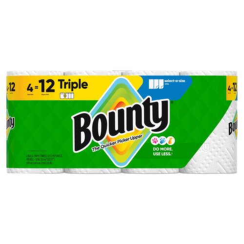 Bounty Triple Paper Towel Rolls, 4 count