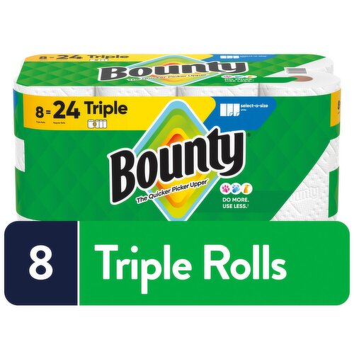 Bounty Triple Paper Towel Rolls, 8 count