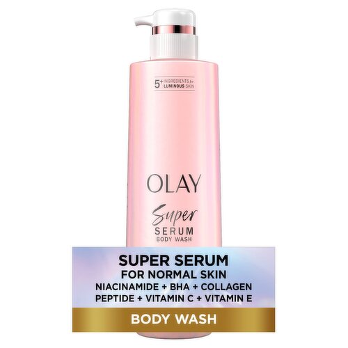 Olay Super Serum Body Wash for Normal Skin, 18.5 fl oz, Serum Complex for Luminous Skin 