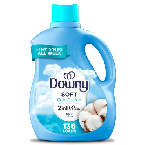 Downy Soft, 2 in 1 Soft and Fresh Liquid Fabric Softener, Cool Cotton, 100 fl oz, 136 Loads