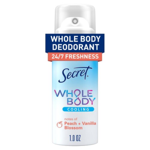 Secret Whole Body Cooling Notes of Peach + Vanilla Blossom Deodorant Body Spray, 1.0 oz
