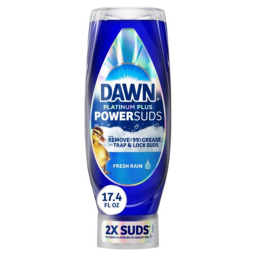 Dawn Platinum Plus PowerSuds Fresh Rain Scent Dishwashing Liquid, 17.4 fl oz
