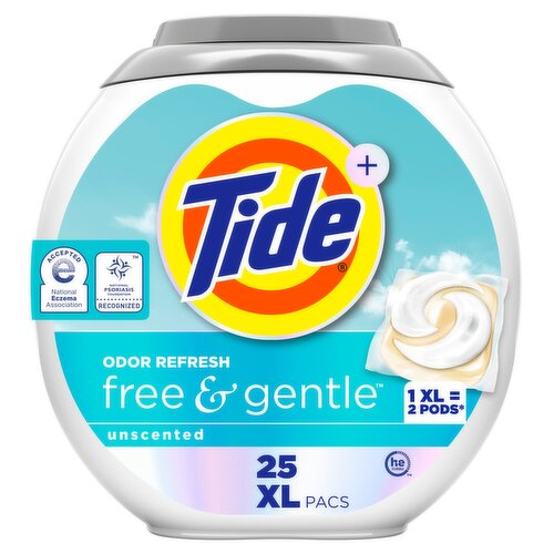Tide PODS Free and Gentle Odor Refresh Laundry Detergent Packs, 25 Count, Hypoallergenic Laundry De