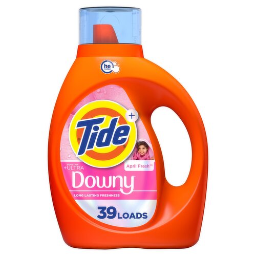 Tide Plus Boost of Ultra Downy Liquid Laundry Detergent, April Fresh Scent, 55 fl oz, 39 Loads, Lau