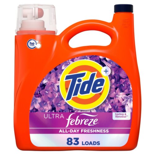 Tide+ Ultra Febreze Spring & Renewal Detergent, 83 loads, 117 fl oz