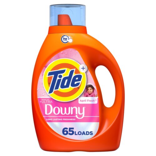 Tide Plus Boost of Ultra Downy Liquid Laundry Detergent, April Fresh Scent, 92 fl oz, 65 Loads, Lau