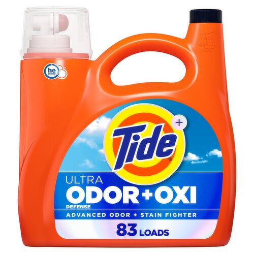 Tide Ultra Odor Defense Plus Oxi Liquid Laundry Detergent, 117 fl oz, 83 Loads, Advanced Odor and S