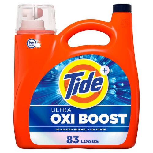 Tide Ultra Oxi Boost Liquid Laundry Detergent, 117 fl oz, 83 Loads, Advanced Stain Remover, Laundry