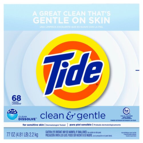 Tide Clean & Gentle Powder Detergent, 68 loads, 77 oz