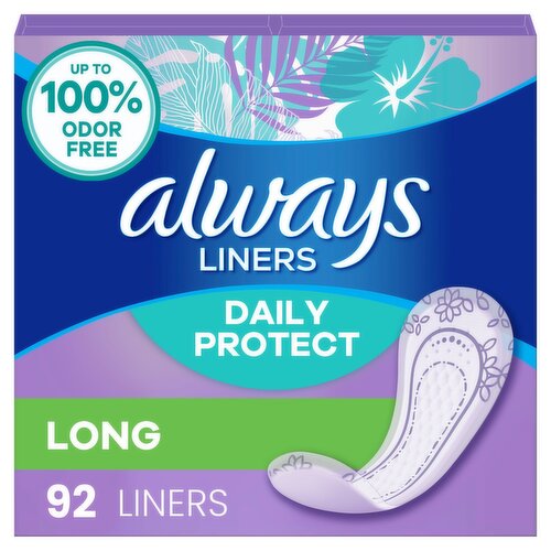 Always Daily Protect Unscented Long Liners, 92 count