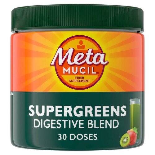 Meta Mucil Supergreens Digestive Blend Kiwi Apple Flavored Fiber Supplement, 5.5 oz
