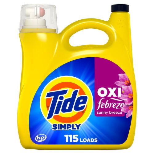Tide Simply Oxi Boost + Febreze Odor Defense Sunny Breeze Detergent, 115 loads, 162 fl oz