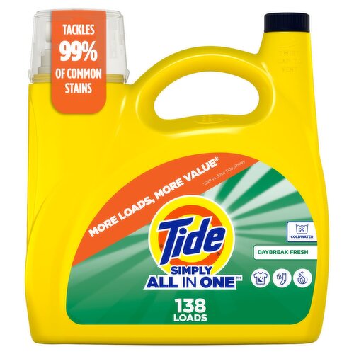 Tide Simply All-In-One Liquid Laundry Detergent, Daybreak Fresh Scent, 173 fl oz