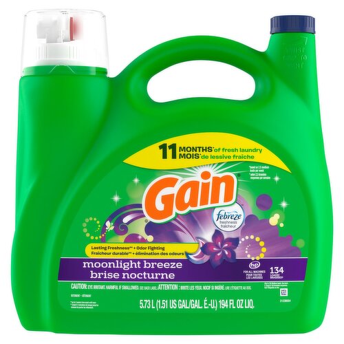 Gain Moonlight Breeze Detergent, 134 loads, 194 fl oz