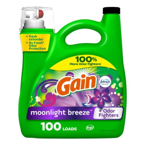 Gain Liquid Laundry Detergent, Moonlight Breeze Scent, 144 fl oz, 100 loads, Freshness + Odor Fight