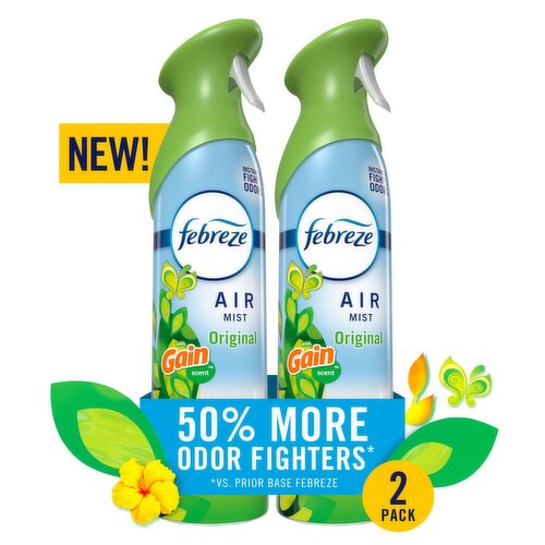 Febreze Air Mist, Air Freshener Spray, Odor Fighting Room Spray, Gain Original Scent, 8.1oz, 2ct