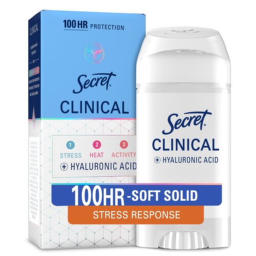Secret Clinical Strength Sweat Stress Response Solid Deodorant with Hyaluronic Acid, 2.6 oz.