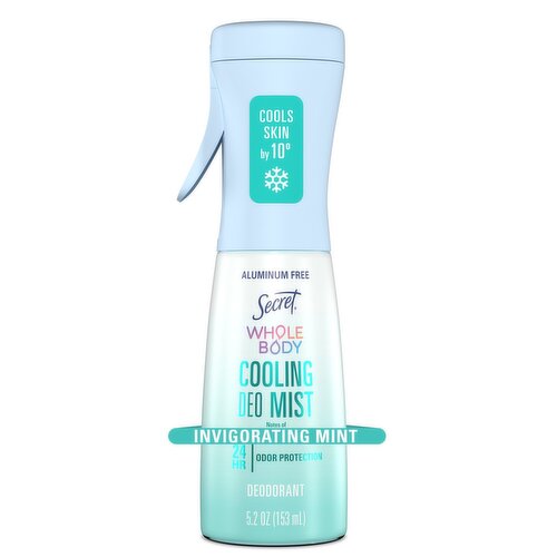 Secret Whole Body Cooling Deodorant Mist, Invigorating Mint, Aluminum Free, 5.2oz