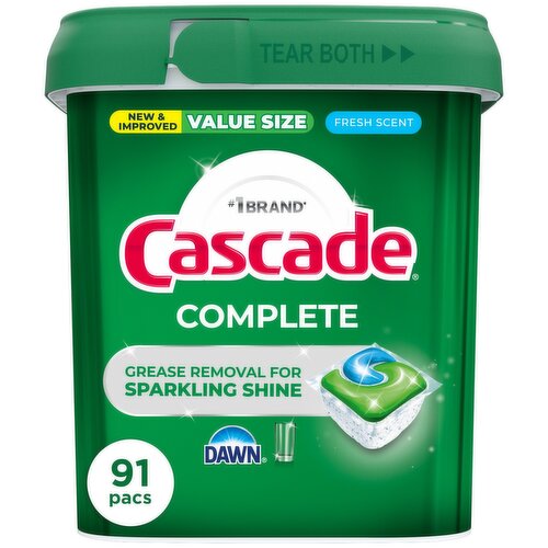 Cascade Complete Action Pacs, Dishwasher Detergent, Fresh, 91ct