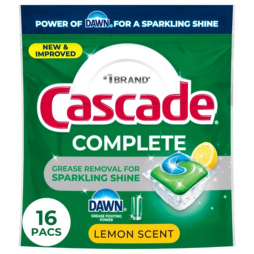 Cascade Complete Action Pacs, Dishwasher Detergent, Lemon, 16ct