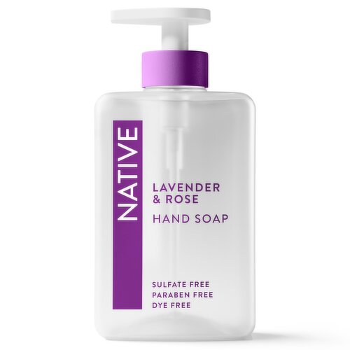 Native Liquid Hand Soap, Lavender & Rose, Naturally Derived Cleansers, Sulfate Free, 13 fl. oz.