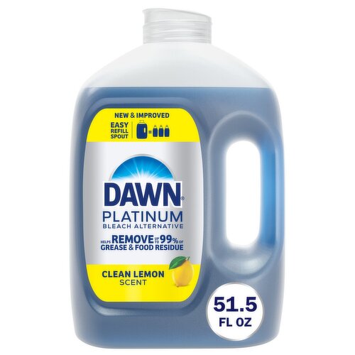 Dawn Platinum Refill Jug Dish Soap, Dishwashing Liquid, Bleach Alternative Clean Lemon, 51.5oz