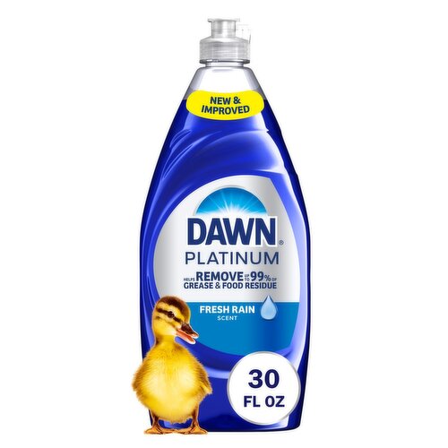 Dawn Platinum Dish Soap, Dishwashing Liquid, Tough Grease Removal, Fresh Rain, 30oz