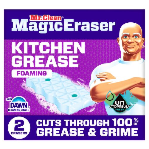 Mr. Clean Magic Eraser Sponge, Kitchen Grease, Unstopables Fresh, 2ct