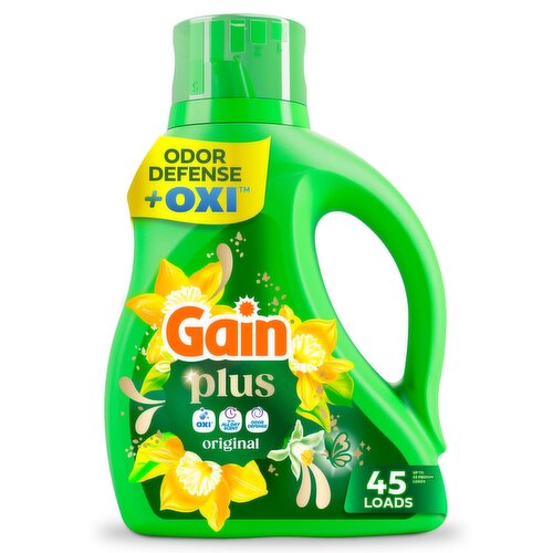 Gain Plus Liquid Laundry Detergent, Original Scent, 60 fl oz, 45 Loads