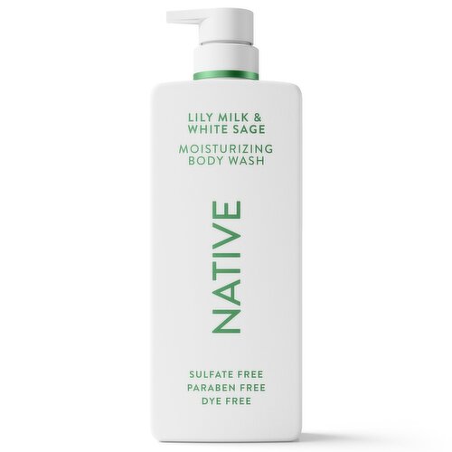 Native Moisturizing Body Wash, 24-Hour Hydration, Lily Milk & White Sage, 22 fl oz