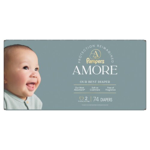Pampers Amore Luxury Diapers Size 2, 74 Count