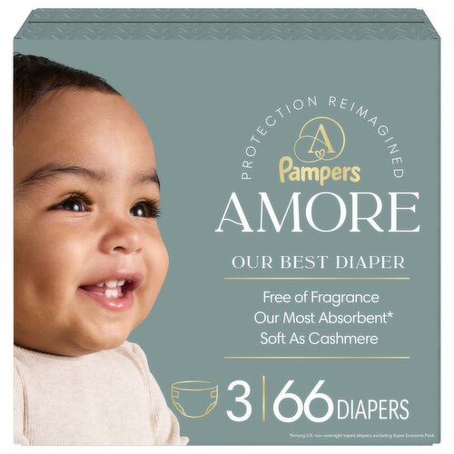 NEW Pampers AMORE, Size 3, lbs (13-26 lbs), 66 Count, Our Best Diaper