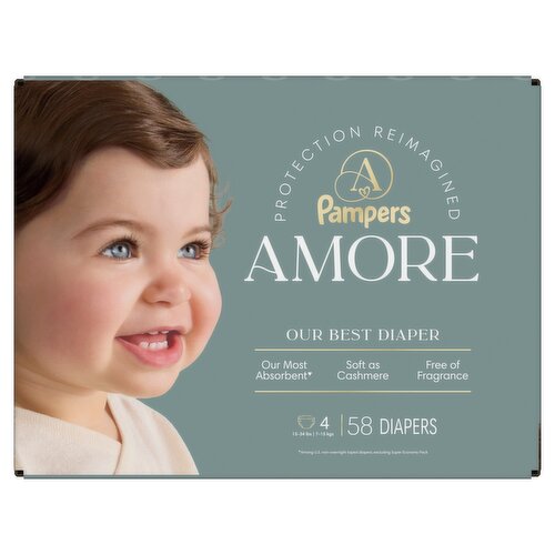 Pampers Amore Luxury Diapers Size 4, 58 Count