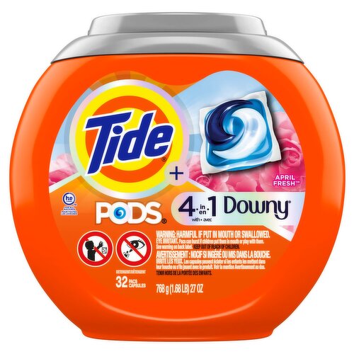 Tide PODS Laundry Detergent soap with a touch of Downy 4-in-1 Detergent, 32 Count, Stain Remover, F