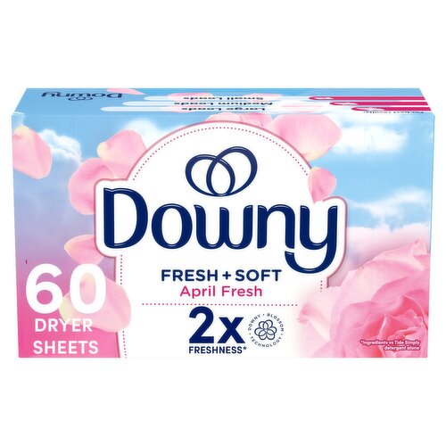 Downy Fabric Softener Dryer Sheets, April Fresh, 60 Count