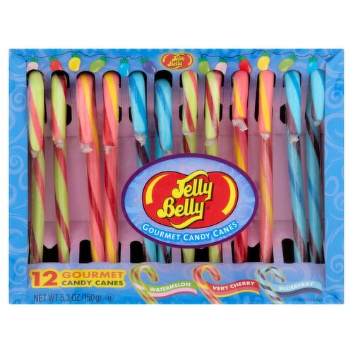 Jelly Belly Watermelon, Very Cherry, Blueberry Gourmet Candy Canes, 12 count, 5.3 oz