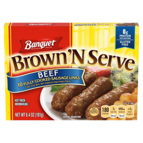 Banquet Brown ‘N Serve Beef Fully Cooked Sausage Links, 10 count, 6.4 oz