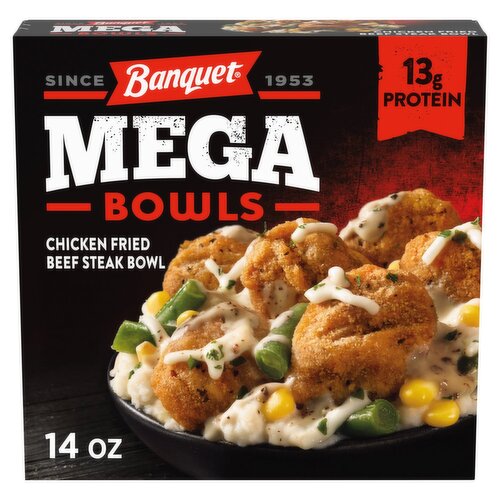 Banquet Chicken Fried Beef Steak Mega Bowls, 14 oz