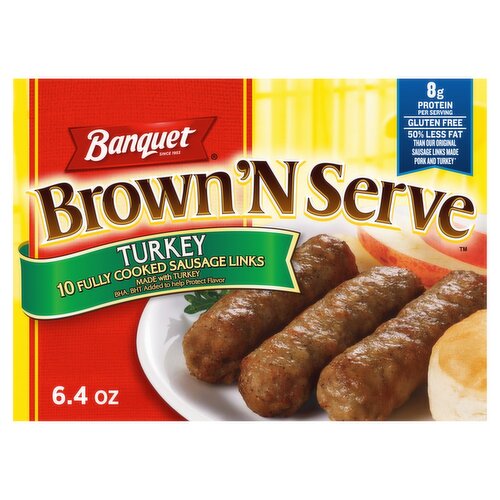 Banquet Brown 'N Serve Turkey Fully Cooked Sausage Links, 10 count, 6.4 oz