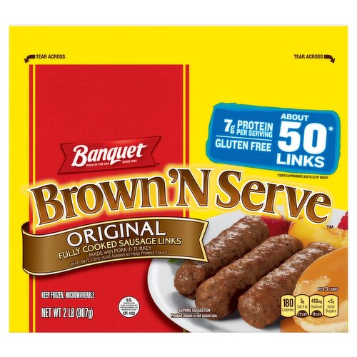 Banquet Brown 'N Serve Original Fully Cooked Sausage Links, 50 count, 32 oz