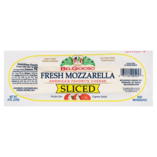 BelGioioso Fresh Mozzarella Sliced Cheese, 8 oz