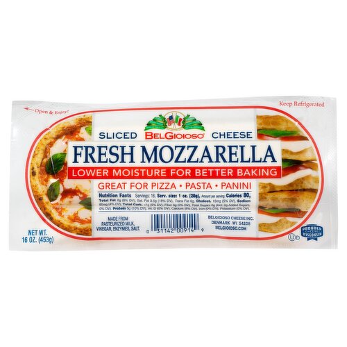 BelGioioso Fresh Mozzarella Sliced Cheese, 16 oz