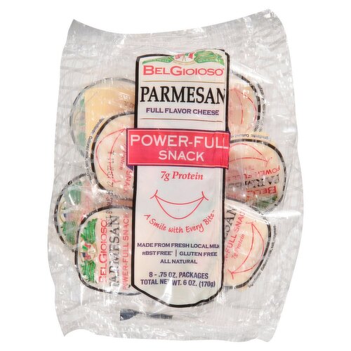 BelGioioso Power-Full Snack Parmesan Full Flavor Cheese, .75 oz, 8 count