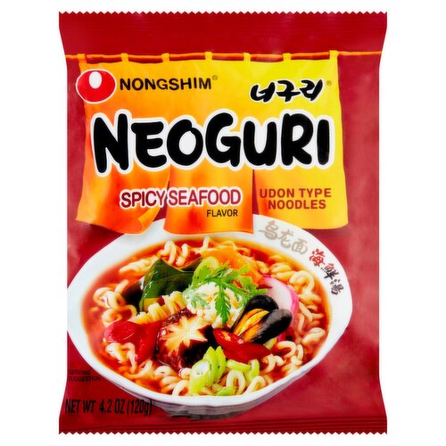 Nongshim Neoguri Spicy Seafood Flavor Udon Type Noodles, 4.2 oz